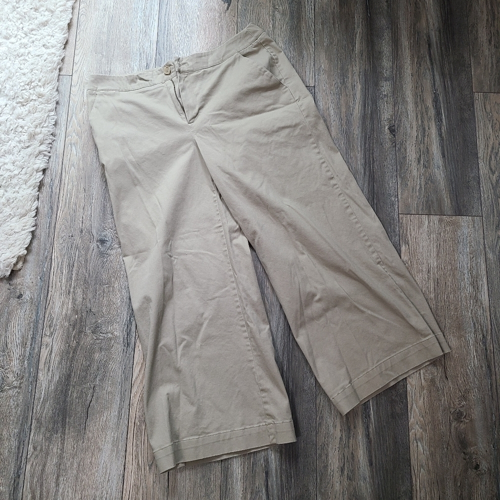Wide Leg Capri Pants, Khaki